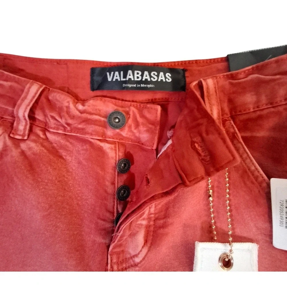 Valabasas V-Star Red Wash Distressed Star Patchwork Flare Jeans Mens 29 NEW